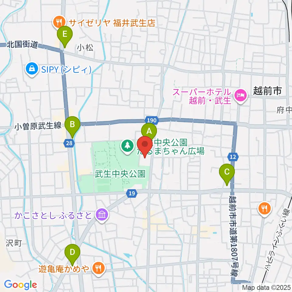 越前市文化センター周辺のコンビニエンスストア一覧地図