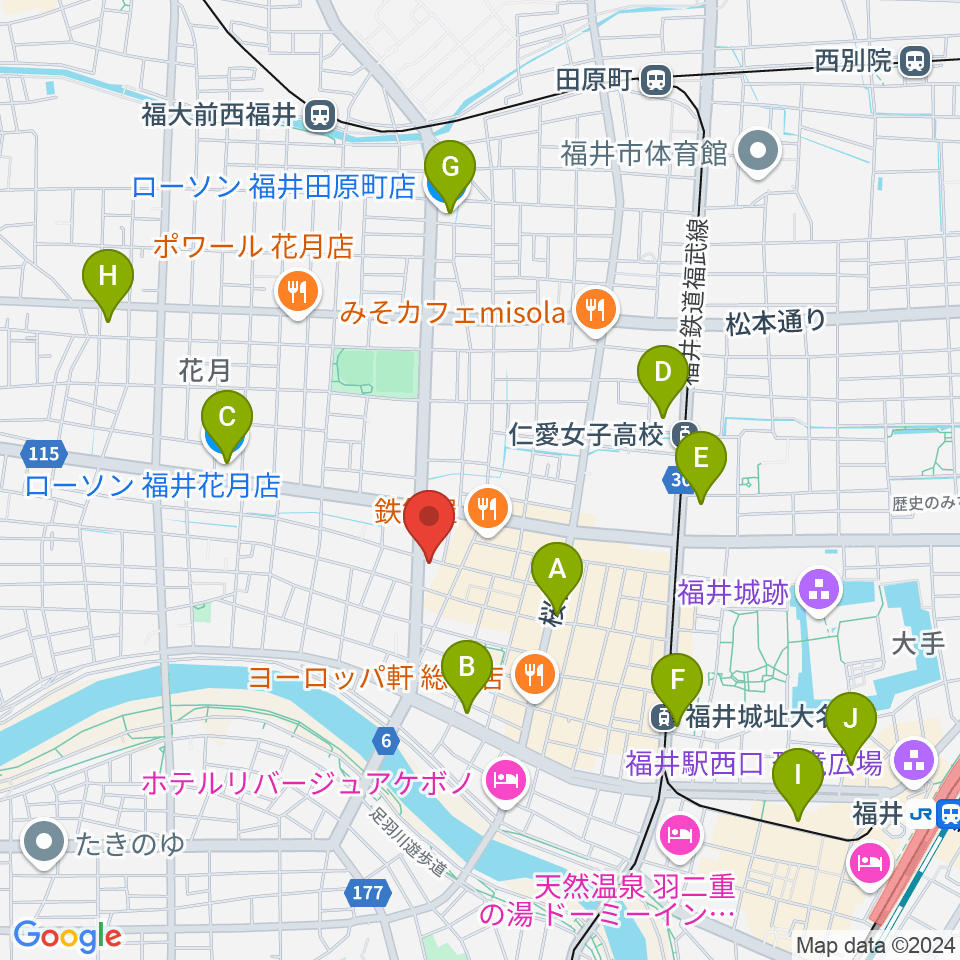 福井JUNK FAB周辺のコンビニエンスストア一覧地図