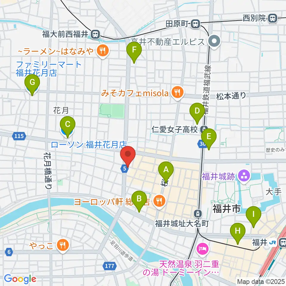 福井JUNK FAB周辺のコンビニエンスストア一覧地図