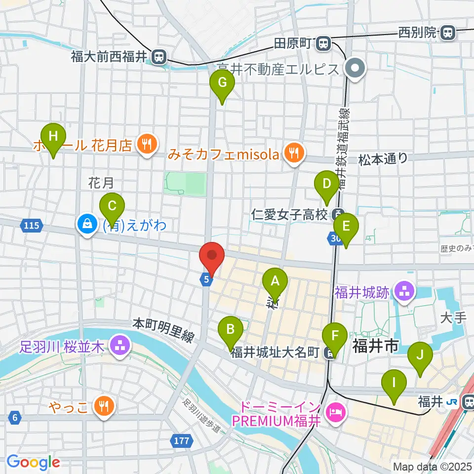 福井JUNK FAB周辺のコンビニエンスストア一覧地図