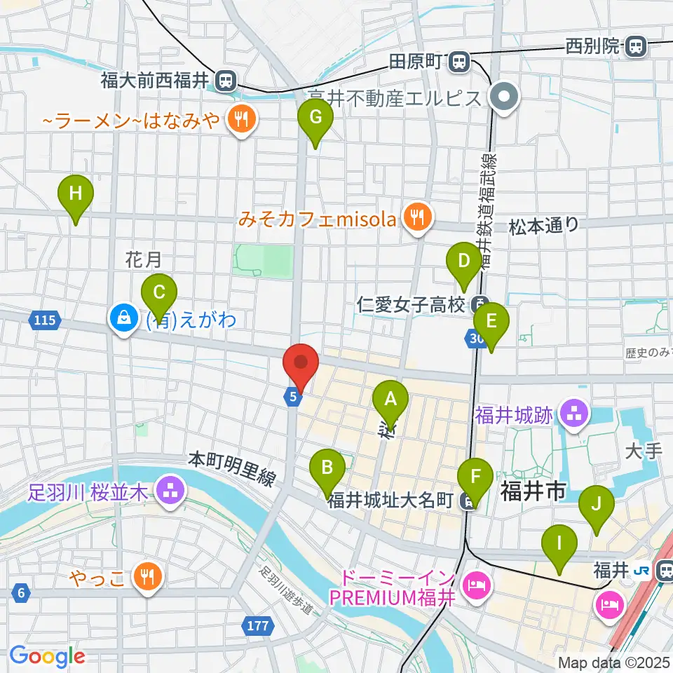 福井JUNK FAB周辺のコンビニエンスストア一覧地図