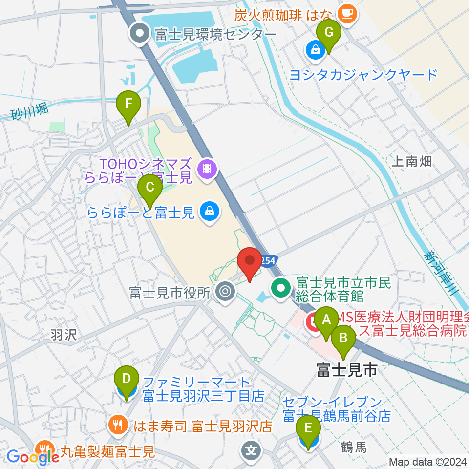 富士見市民文化会館キラリふじみ周辺のコンビニエンスストア一覧地図