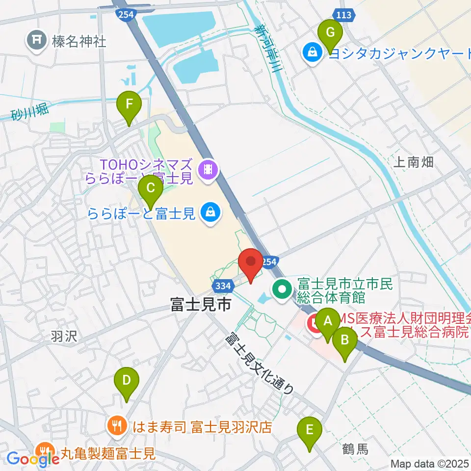 富士見市民文化会館キラリふじみ周辺のコンビニエンスストア一覧地図