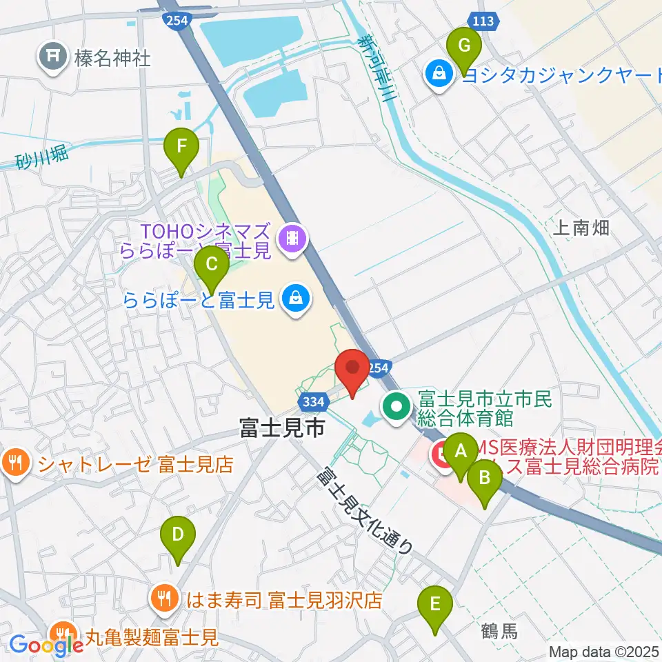 富士見市民文化会館キラリふじみ周辺のコンビニエンスストア一覧地図
