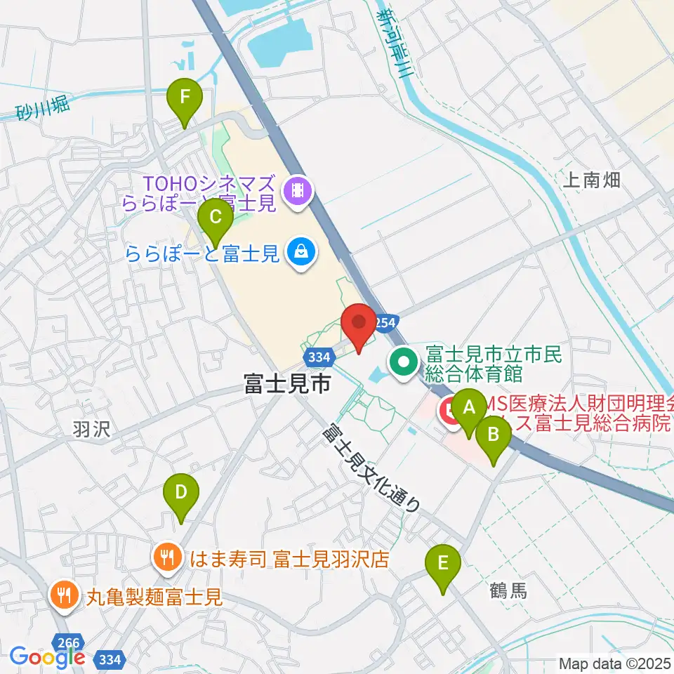 富士見市民文化会館キラリふじみ周辺のコンビニエンスストア一覧地図