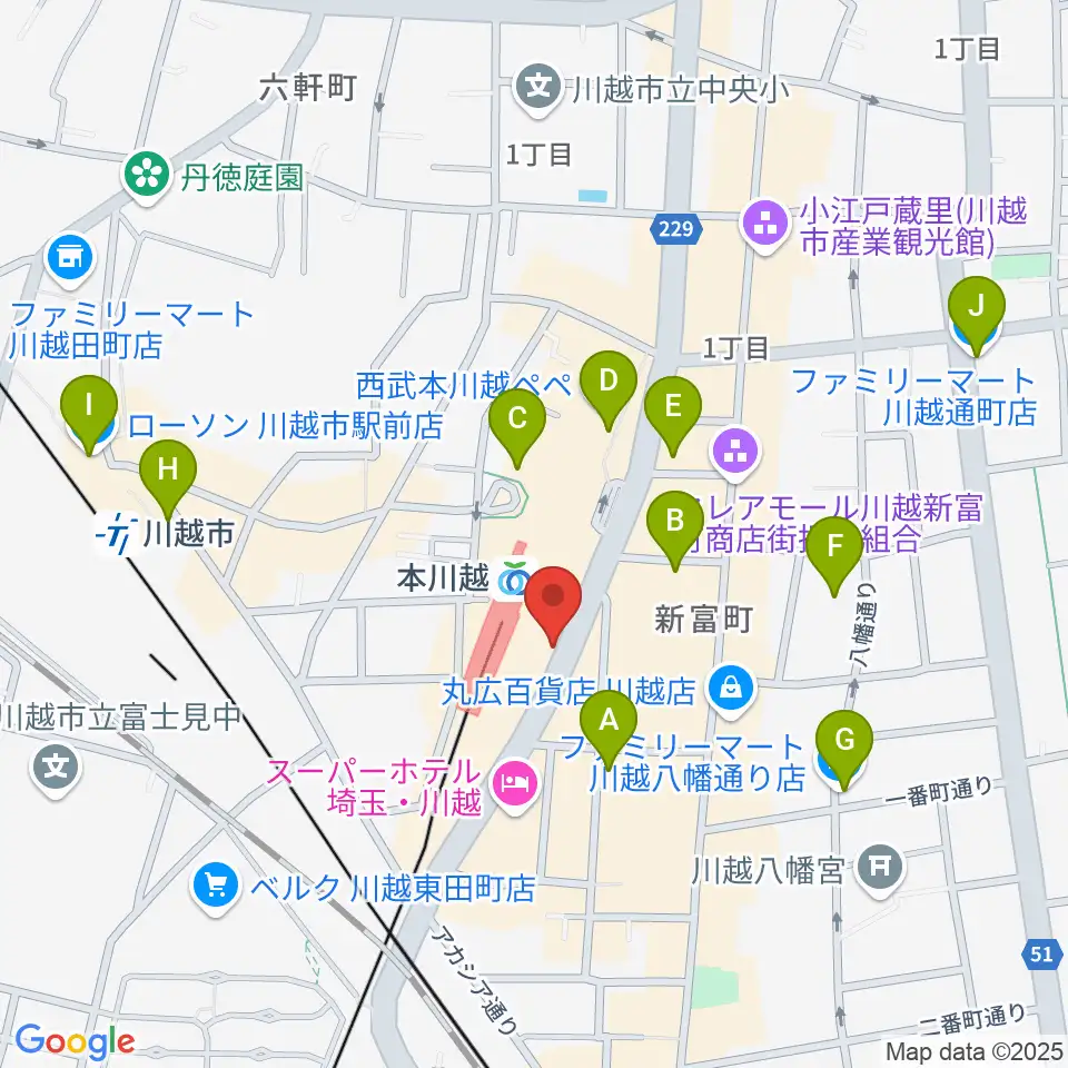 川越ステップヘブン周辺のコンビニエンスストア一覧地図