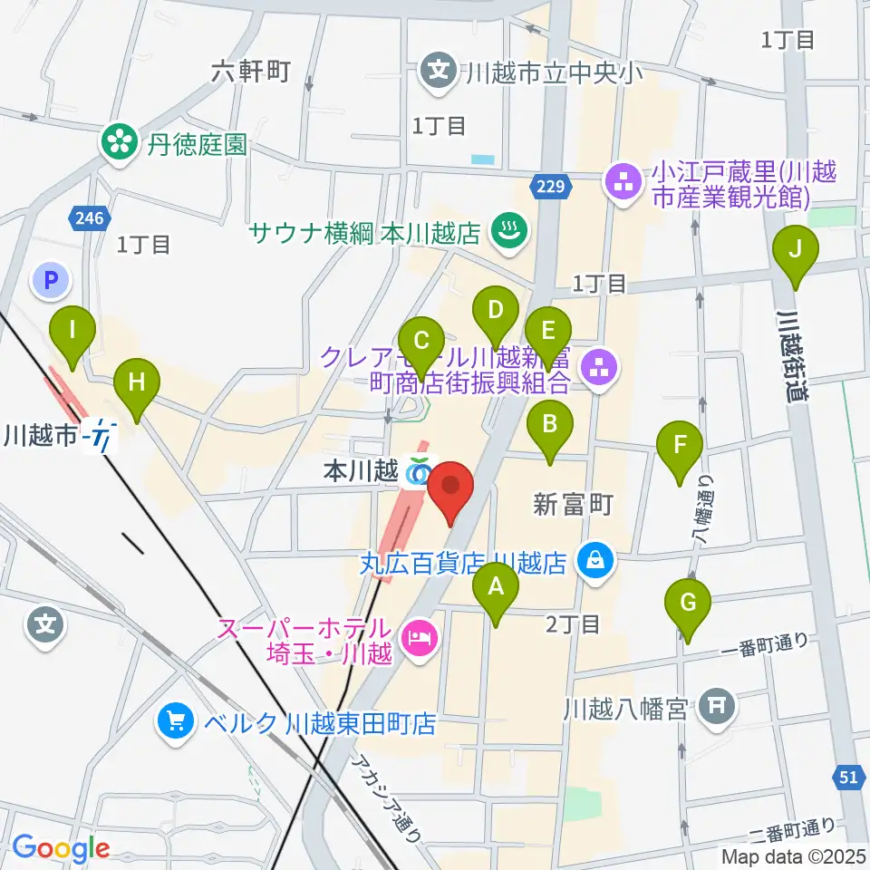 川越ステップヘブン周辺のコンビニエンスストア一覧地図
