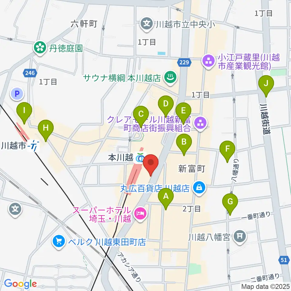 川越ステップヘブン周辺のコンビニエンスストア一覧地図