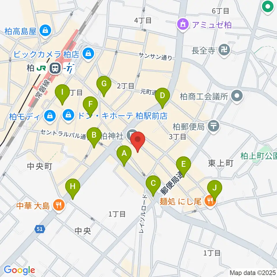 柏PALOOZA周辺のコンビニエンスストア一覧地図