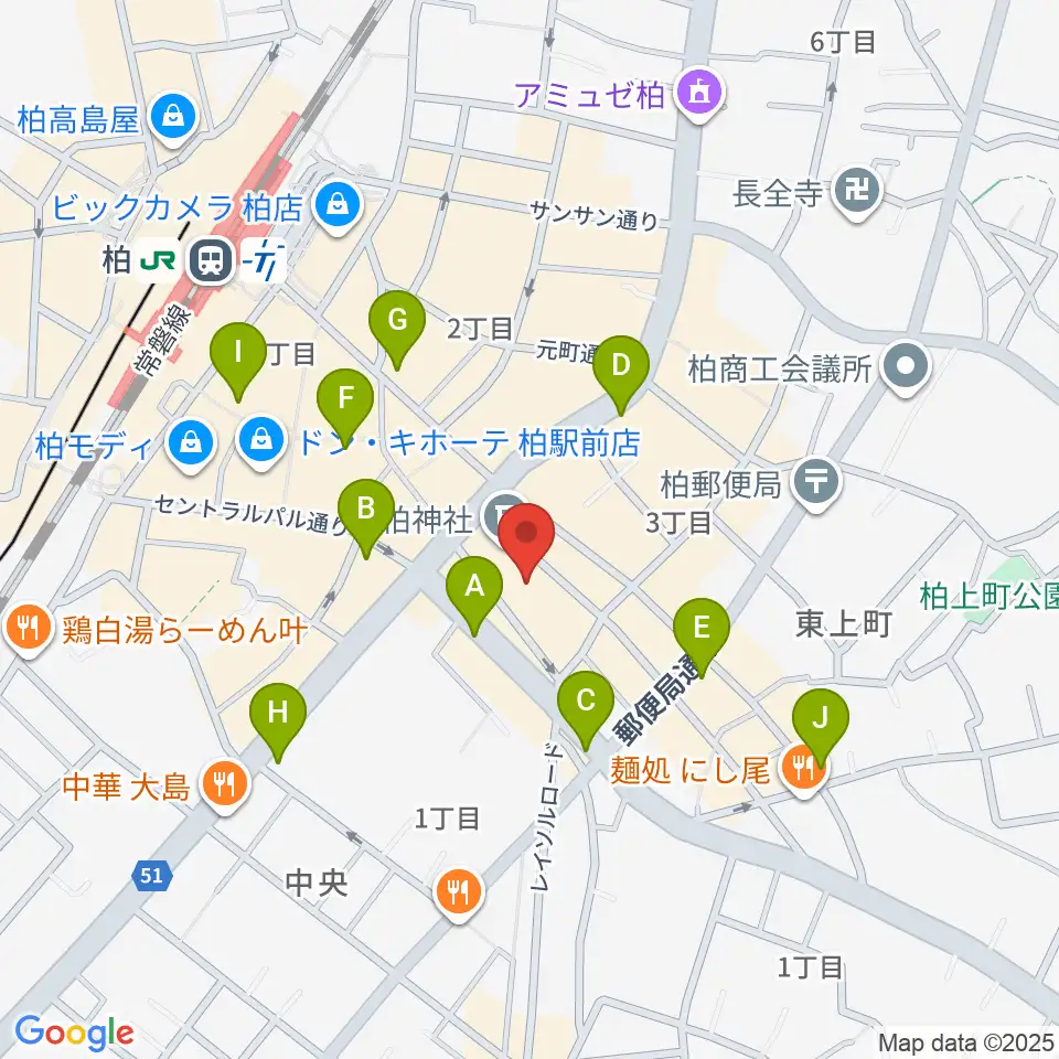 柏PALOOZA周辺のコンビニエンスストア一覧地図
