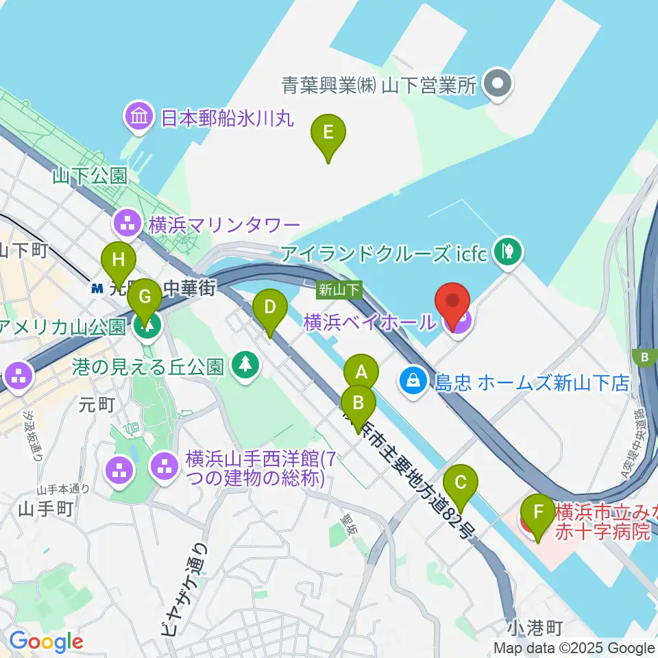 横浜ベイホール周辺のコンビニエンスストア一覧地図