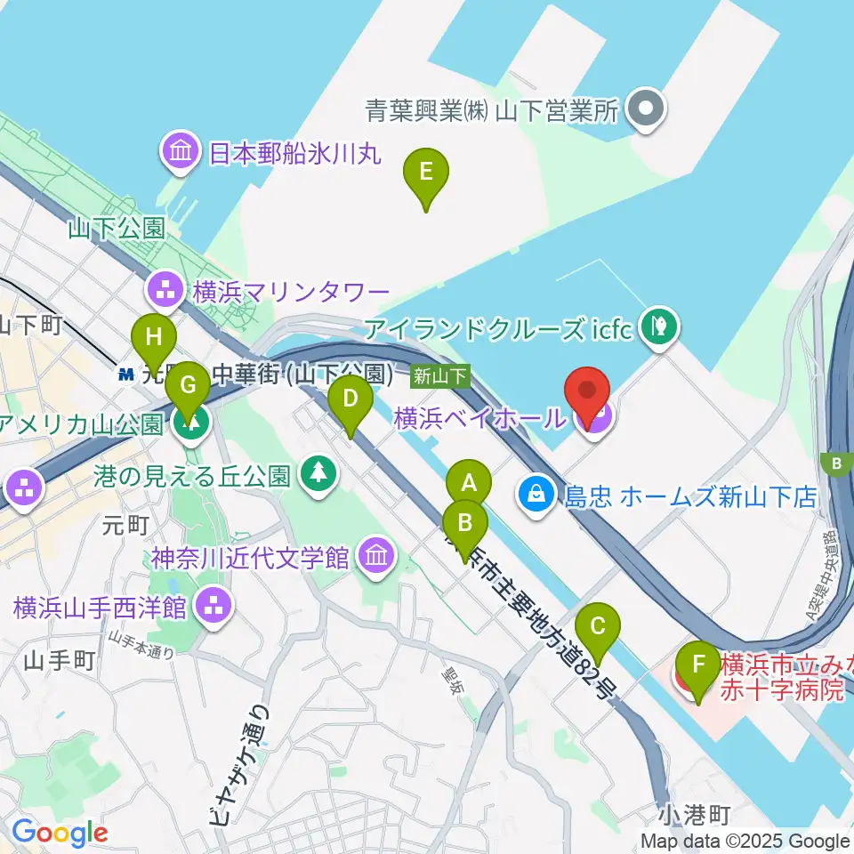 横浜ベイホール周辺のコンビニエンスストア一覧地図