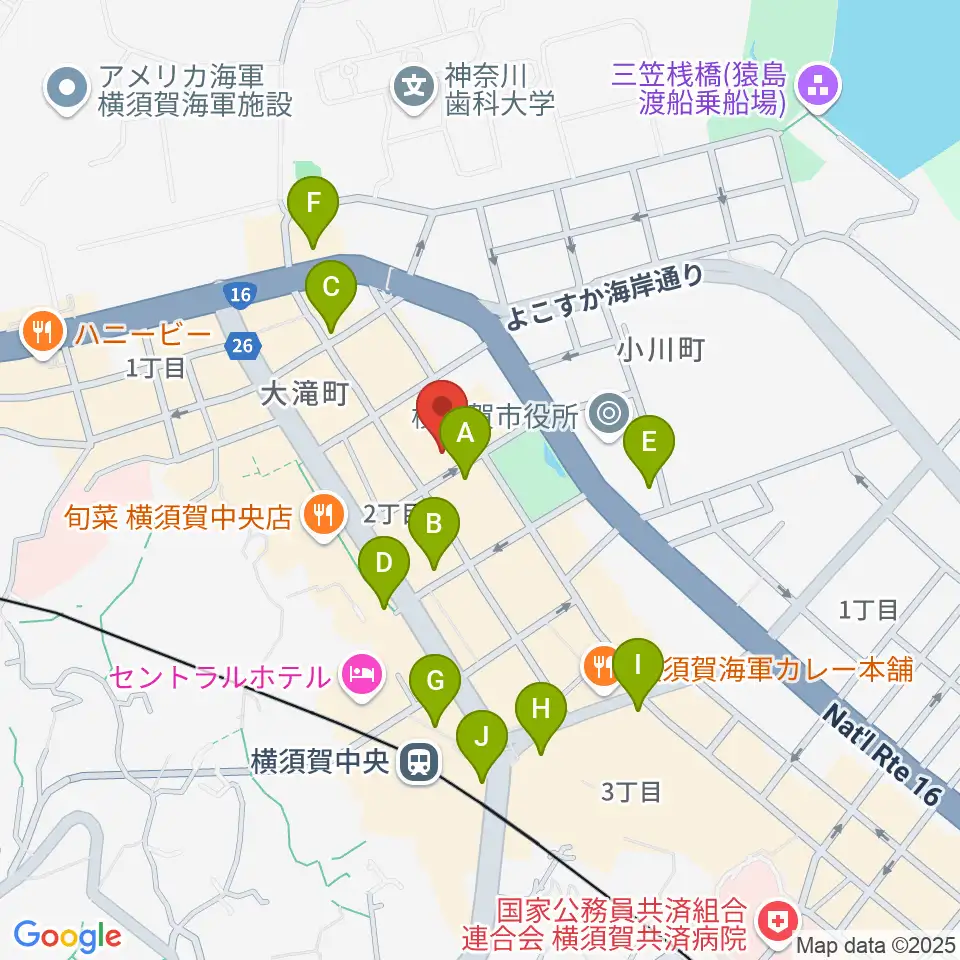 横須賀ヤンガーザンイエスタディ周辺のコンビニエンスストア一覧地図