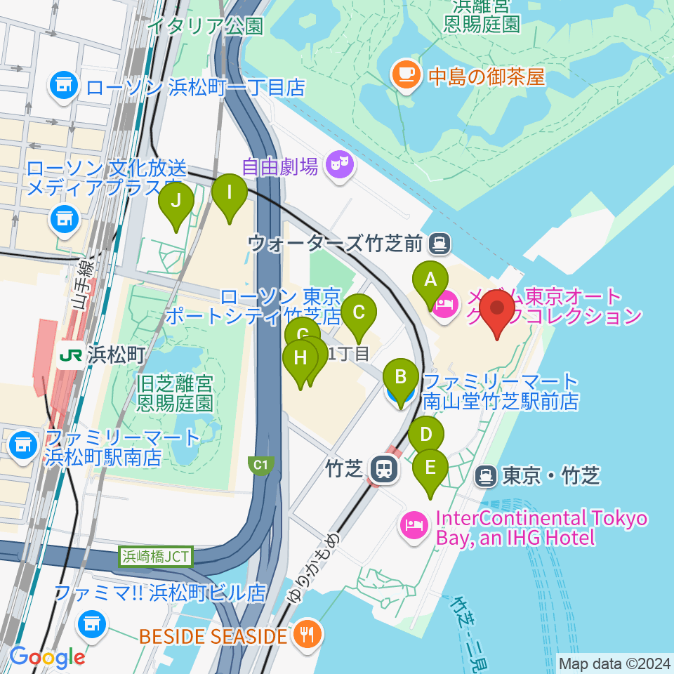 ニューピアホール周辺のコンビニエンスストア一覧地図