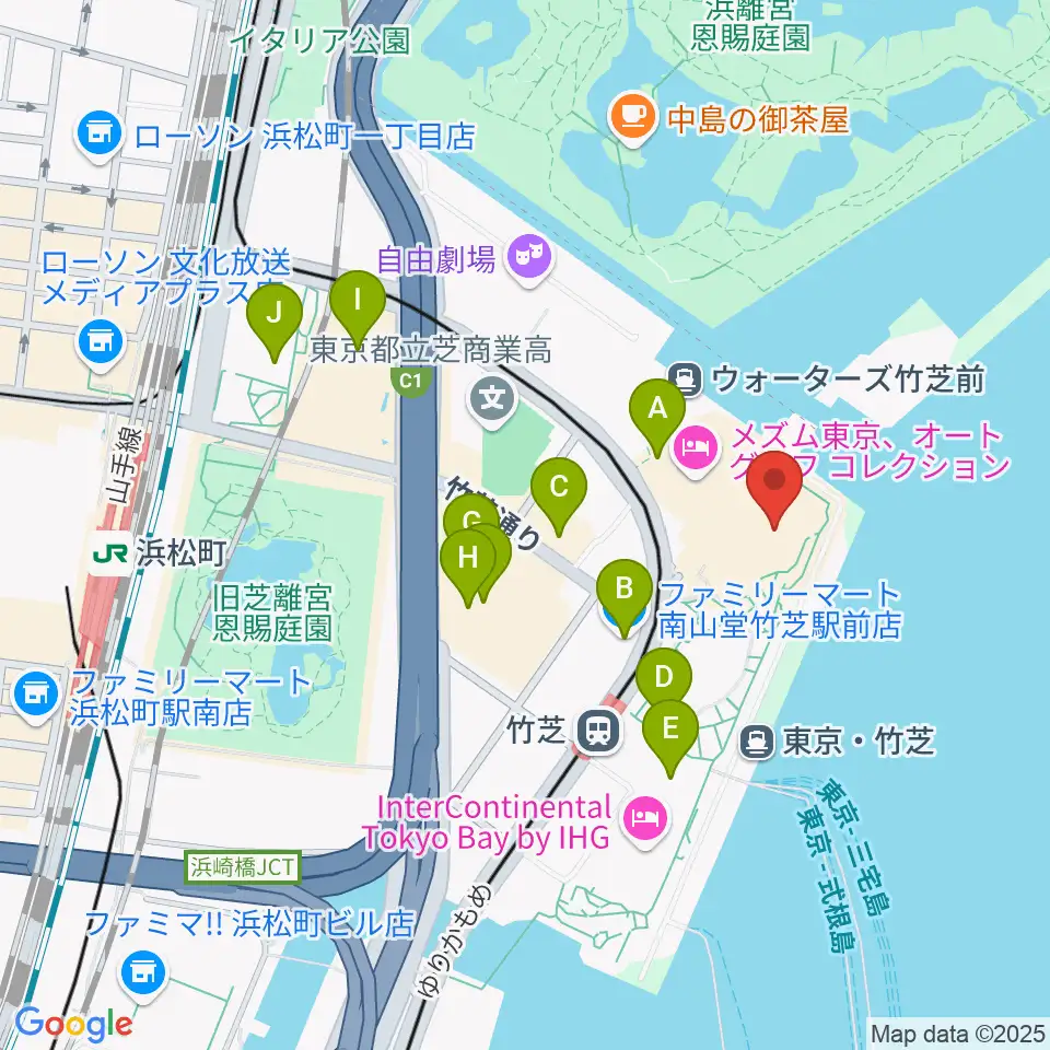 ニューピアホール周辺のコンビニエンスストア一覧地図