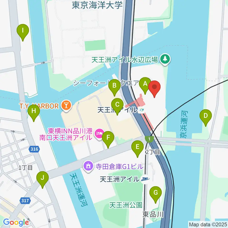 天王洲 銀河劇場周辺のコンビニエンスストア一覧地図