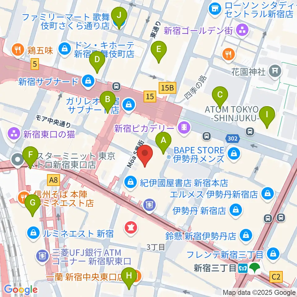 紀伊國屋ホール 周辺のコンビニエンスストア一覧マップ