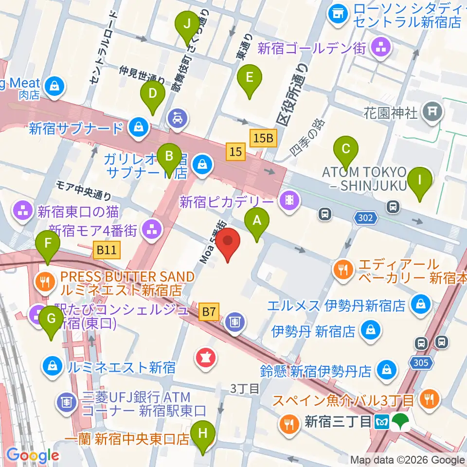 紀伊國屋ホール 周辺のコンビニエンスストア一覧マップ