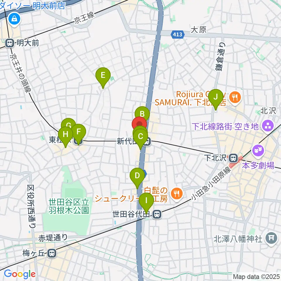 新代田FEVER周辺のコンビニエンスストア一覧地図