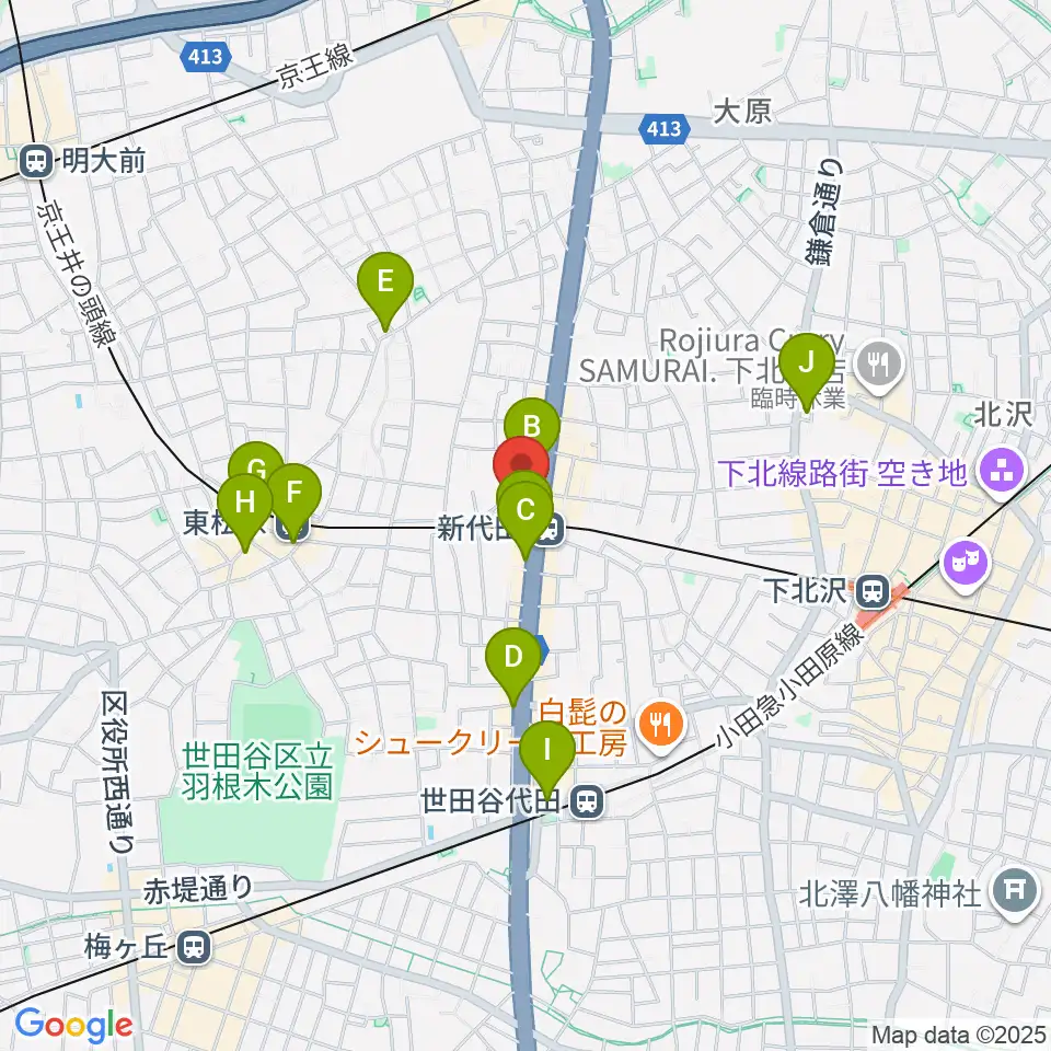 新代田FEVER周辺のコンビニエンスストア一覧地図