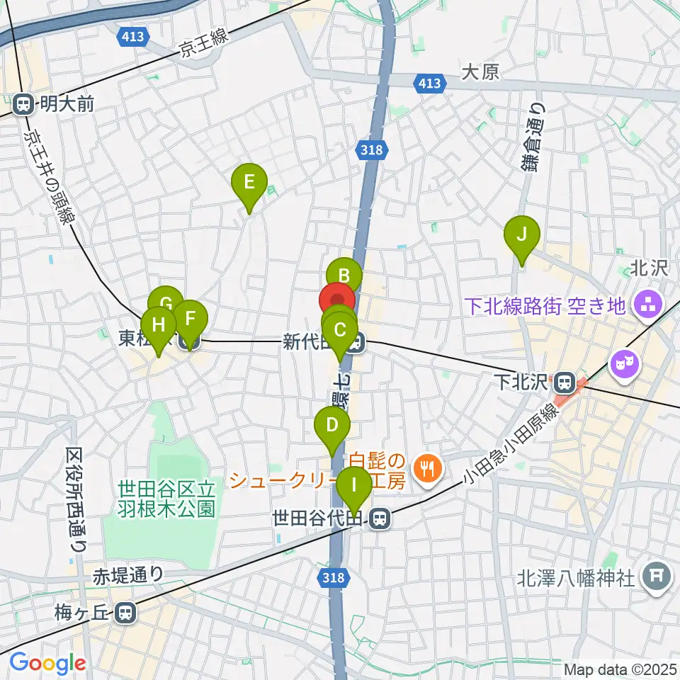 新代田FEVER周辺のコンビニエンスストア一覧地図