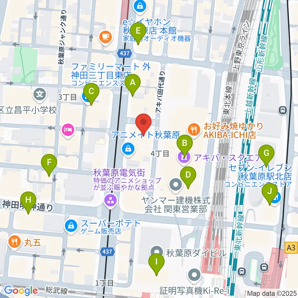 AKB48劇場周辺のコンビニエンスストア一覧地図
