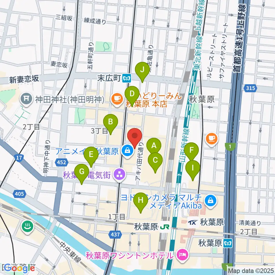 AKB48劇場周辺のコンビニエンスストア一覧地図