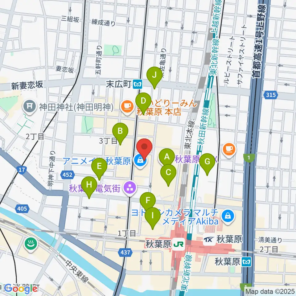 AKB48劇場周辺のコンビニエンスストア一覧地図