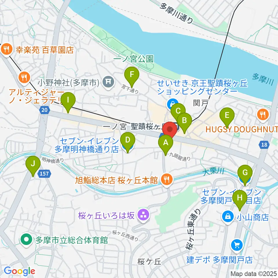 関戸公民館周辺のコンビニエンスストア一覧地図