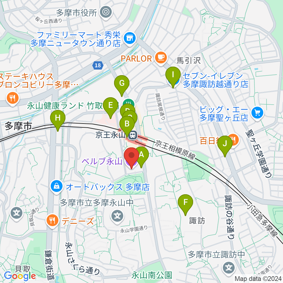 ベルブ永山周辺のコンビニエンスストア一覧地図