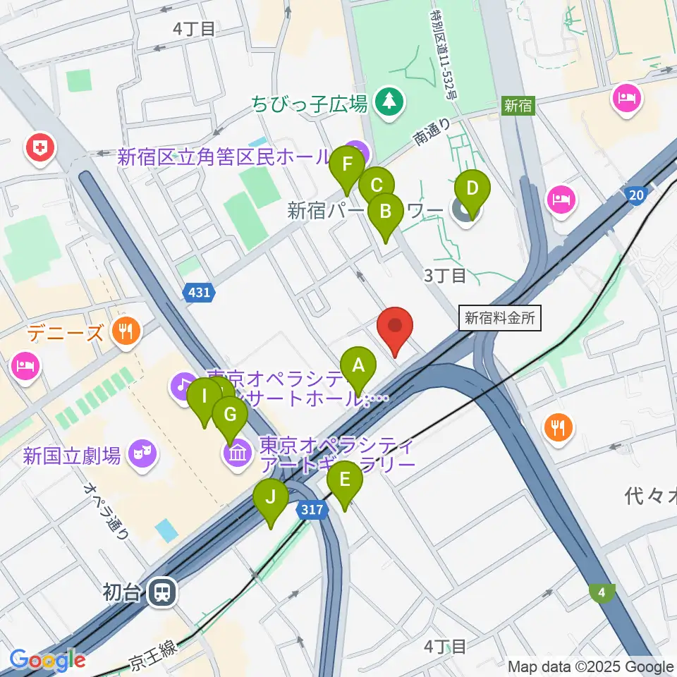 初台WALL周辺のコンビニエンスストア一覧地図