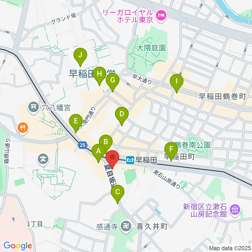 早稲田ZONE-B周辺のコンビニエンスストア一覧地図