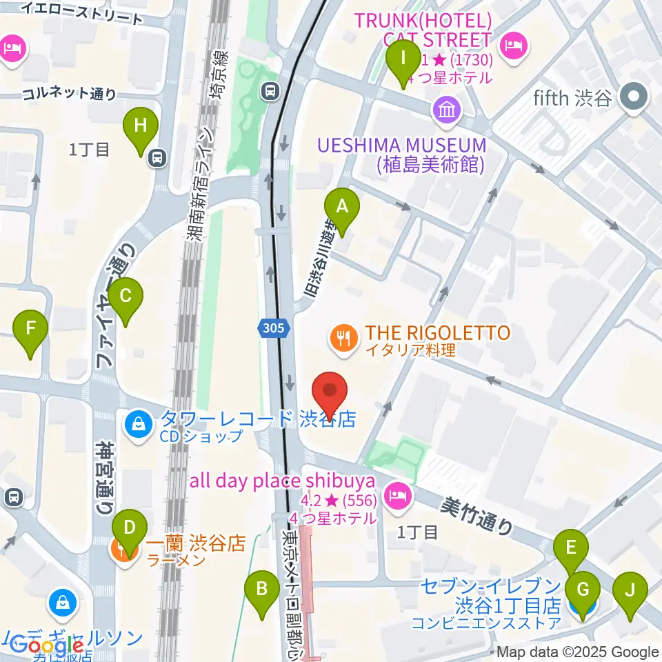 東京カルチャーカルチャー周辺のコンビニエンスストア一覧地図