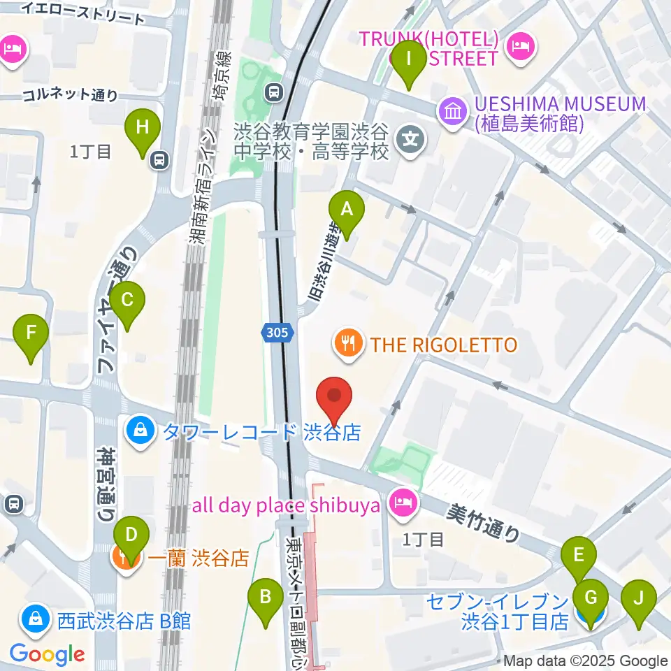 東京カルチャーカルチャー周辺のコンビニエンスストア一覧地図
