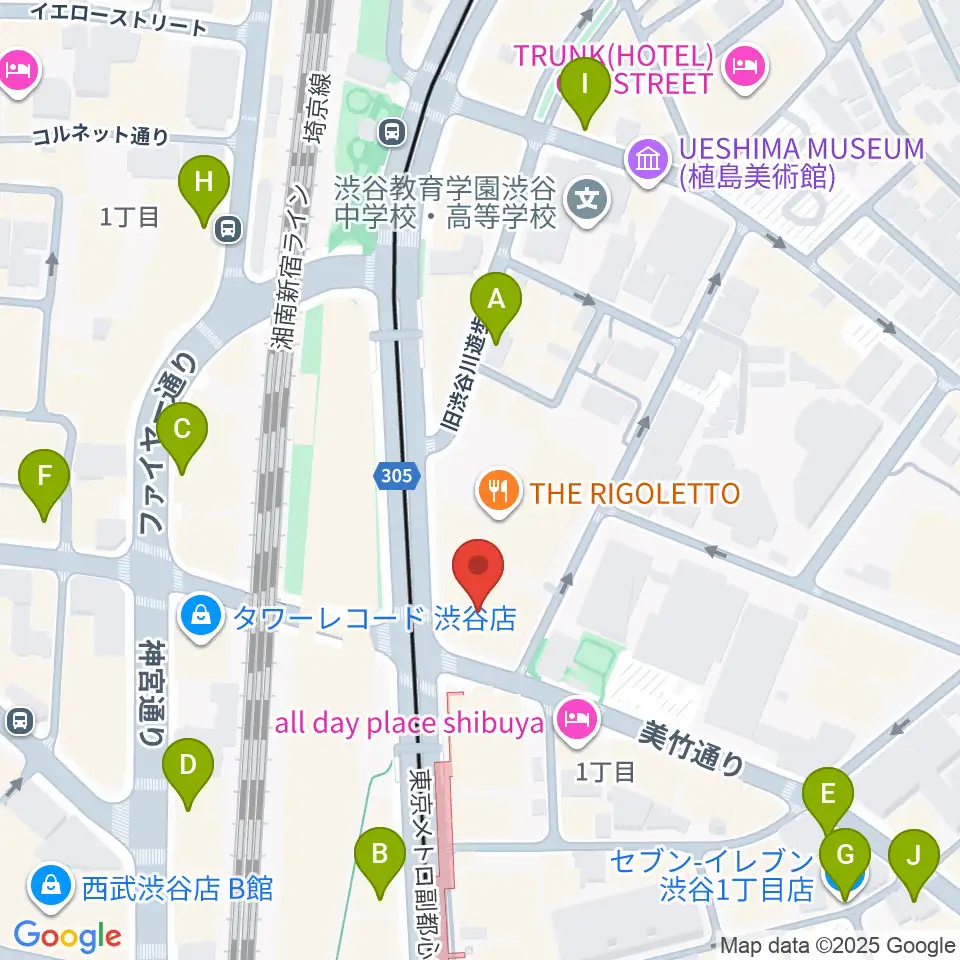 東京カルチャーカルチャー周辺のコンビニエンスストア一覧地図