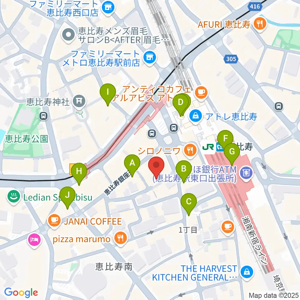 恵比寿JAN KEN PON周辺のコンビニエンスストア一覧地図