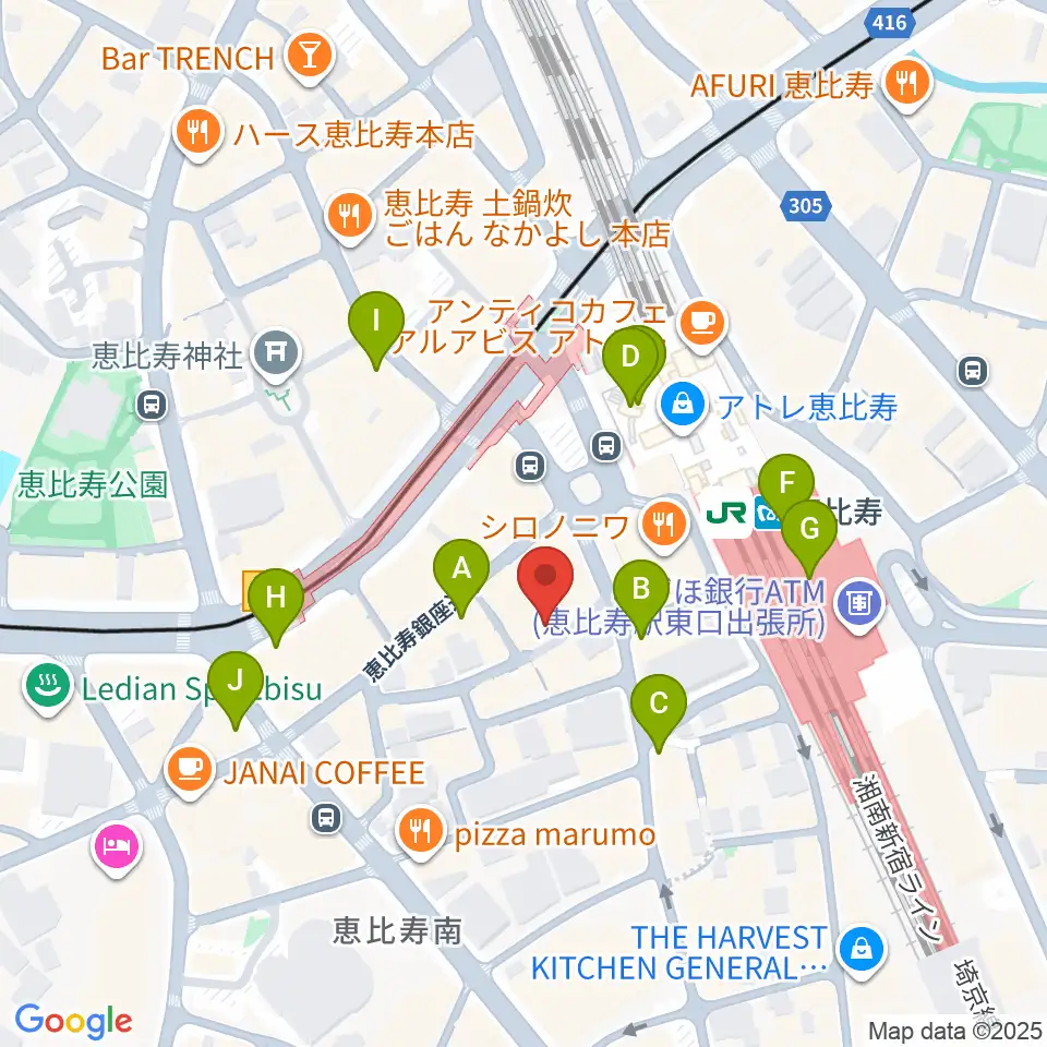 恵比寿JAN KEN PON周辺のコンビニエンスストア一覧地図
