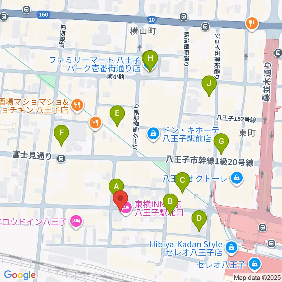 八王子papaBeat周辺のコンビニエンスストア一覧地図