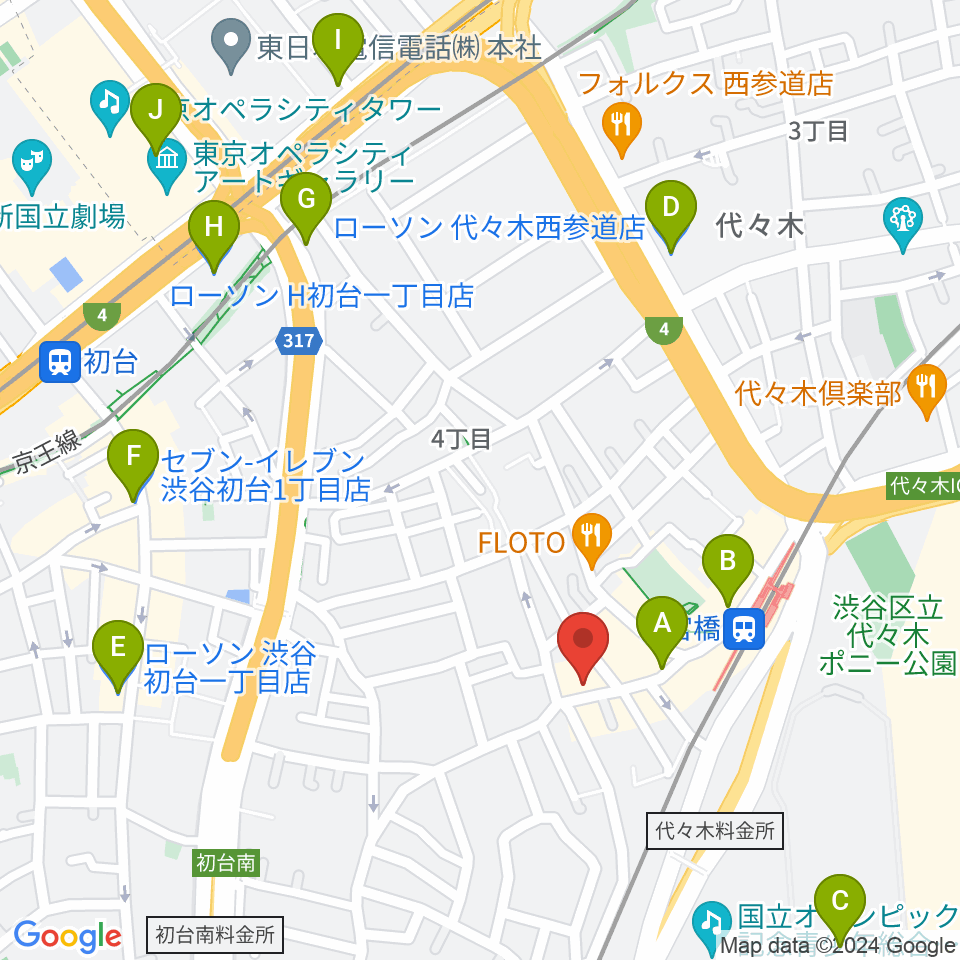 参宮橋トランスミッション周辺のコンビニエンスストア一覧地図