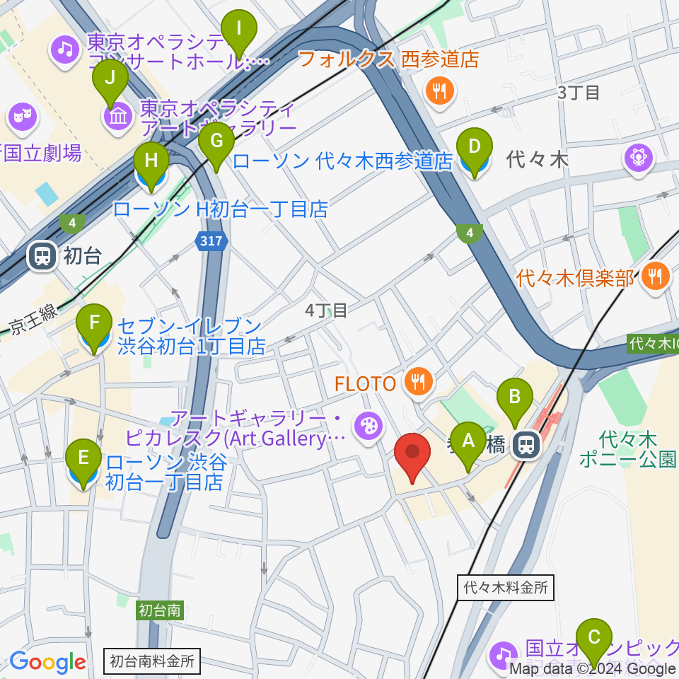 参宮橋トランスミッション周辺のコンビニエンスストア一覧地図