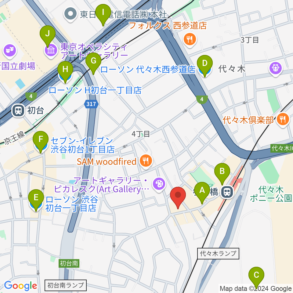 参宮橋トランスミッション周辺のコンビニエンスストア一覧地図