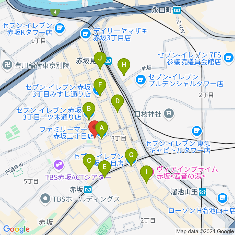 赤坂COUNTRY HOUSE周辺のコンビニエンスストア一覧地図