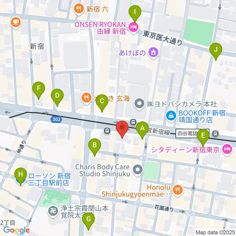 新宿カールモール周辺のコンビニエンスストア一覧地図