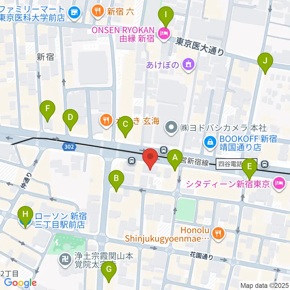 新宿カールモール周辺のコンビニエンスストア一覧地図