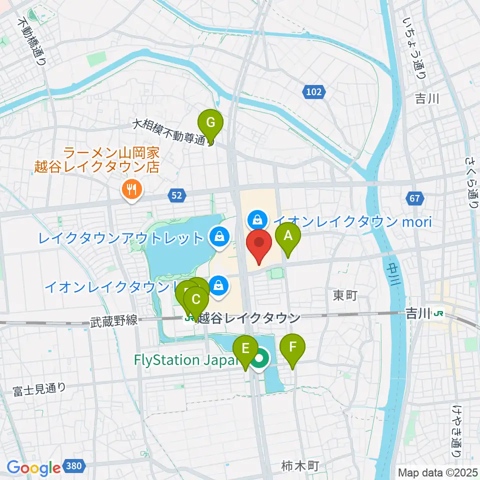 島村楽器 イオンレイクタウン店周辺のコンビニエンスストア一覧地図