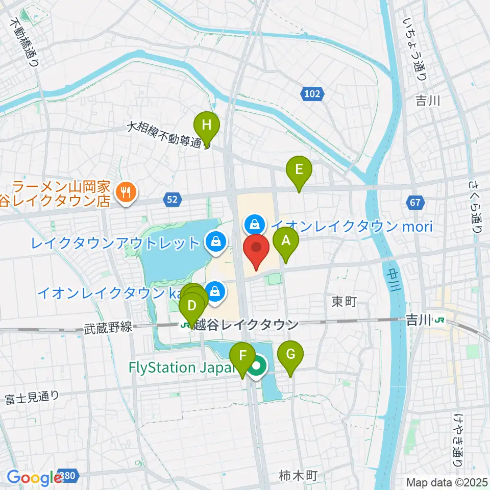島村楽器 イオンレイクタウン店周辺のコンビニエンスストア一覧地図