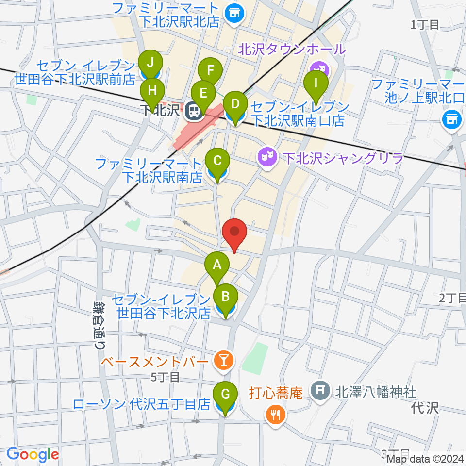 下北沢BAR? CCO周辺のコンビニエンスストア一覧地図