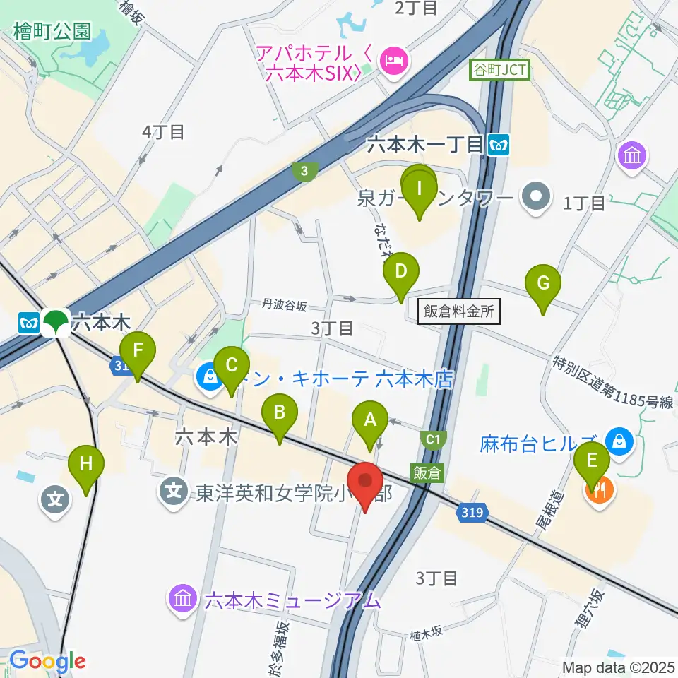 六本木ホオキパスクエア周辺のコンビニエンスストア一覧地図