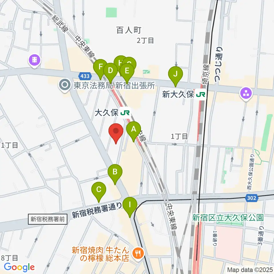 大久保バンプシティー周辺のコンビニエンスストア一覧地図