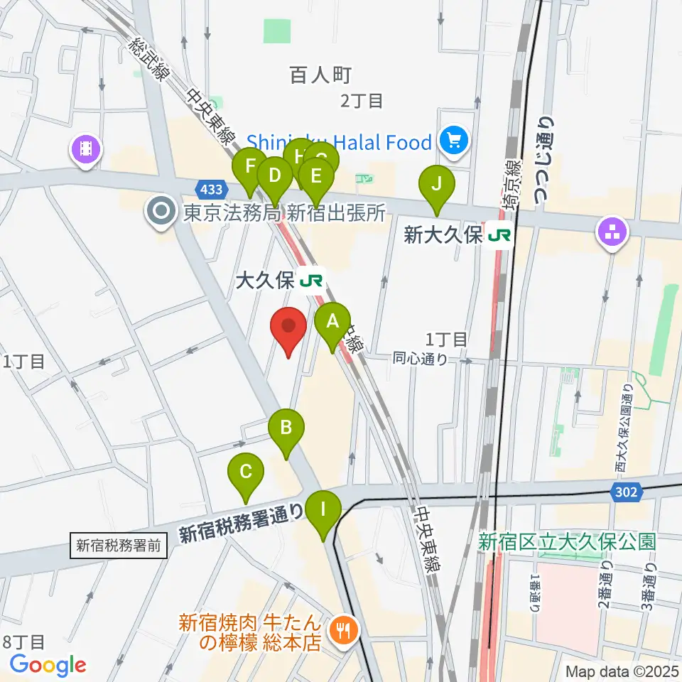 大久保バンプシティー周辺のコンビニエンスストア一覧地図